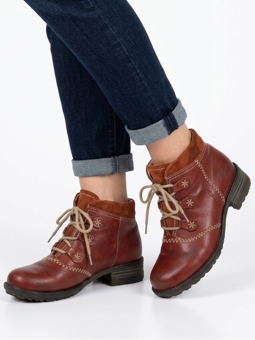 Josef Seibel women’s leather ankle boots terracotta lace-up EU 36, US 5.5-6